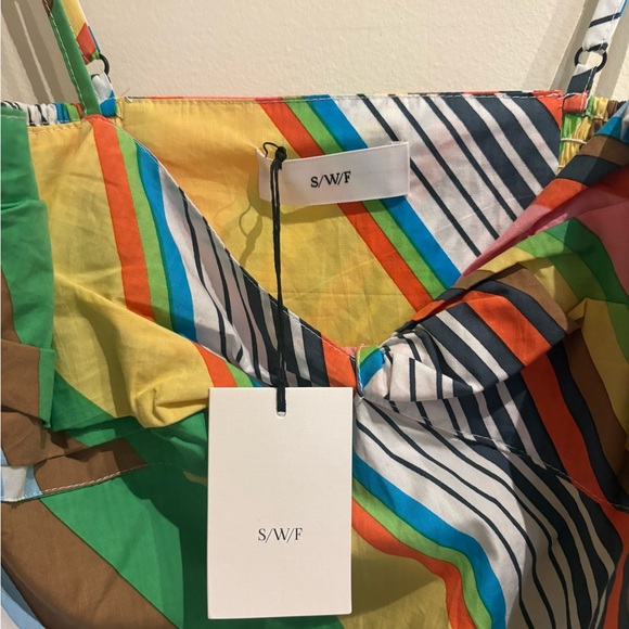 Anthropologie SWF NWT Fitted Balloon Mini Dress Cotton Stripe La Fiesta Medium - Picture 11 of 13